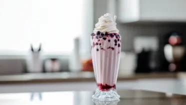 Фото блюда: Нежный ягодный милкшейк с кремовой вершиной