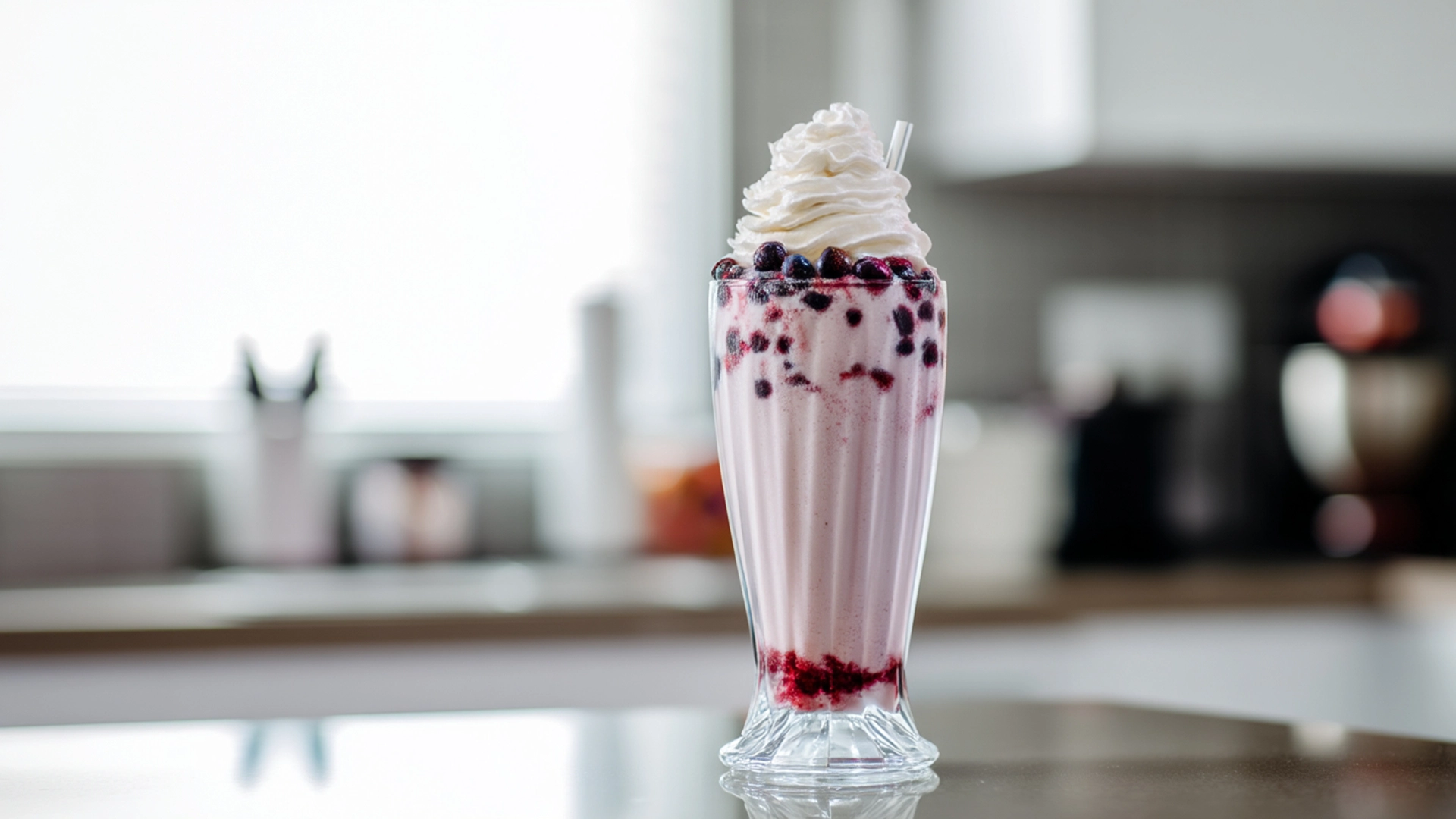 Фото блюда: Нежный ягодный милкшейк с кремовой вершиной