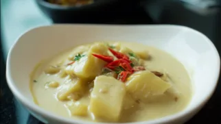 Фото рецепта: Рецепт ямса с кокосовым молоком – Как приготовить