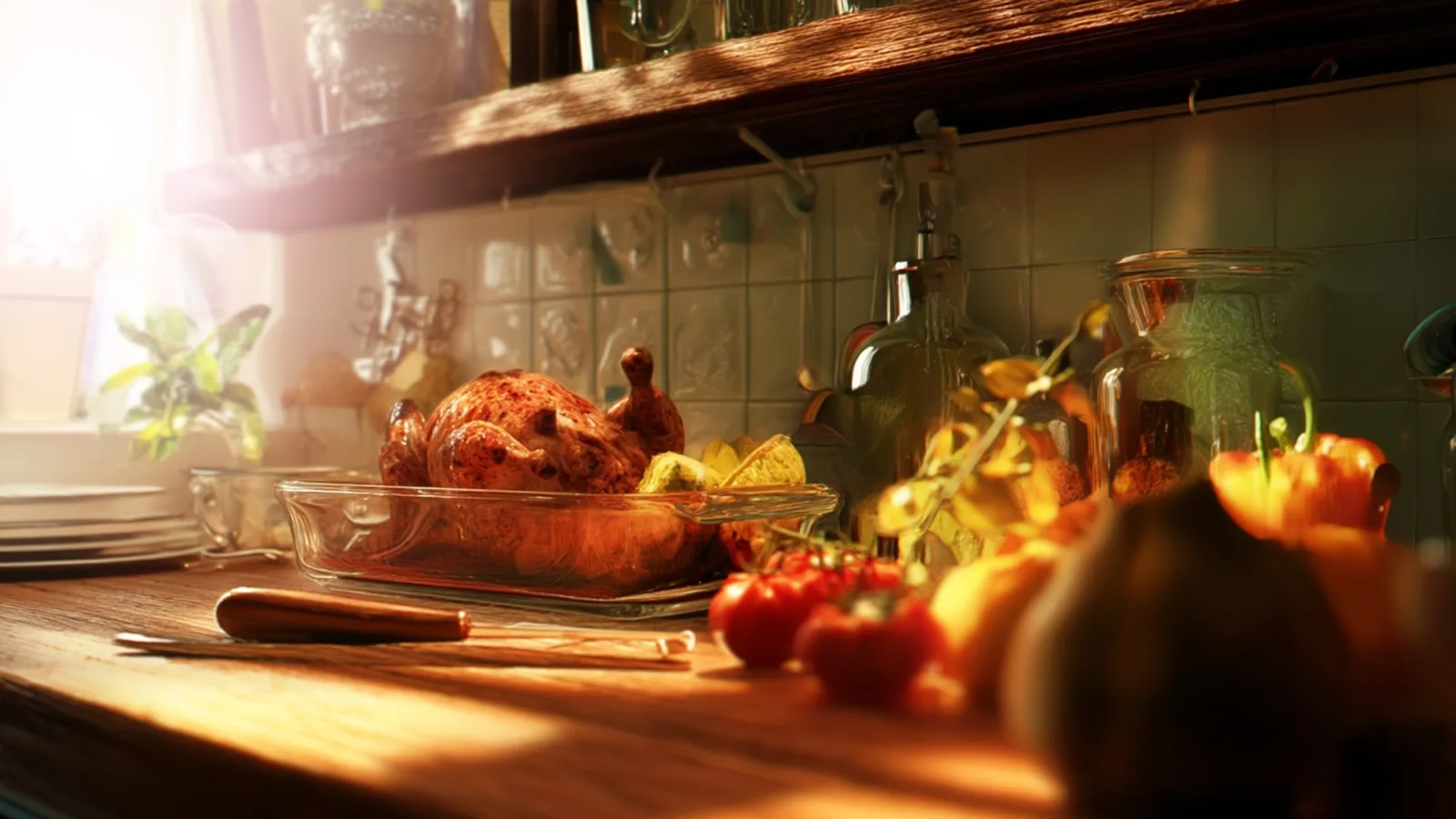 Фото блюда: Сочная запеченная курица с ароматными овощами