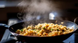 Фото рецепта: Жареный рис с луком ароматный и насыщенный вкус