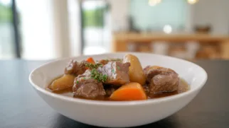 Фото рецепта: Жаркое с языком в нежном бульоне для уютного ужина