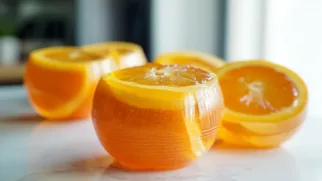 Фото рецепта: Апельсиновое желе в цедре: яркий десерт без формочек