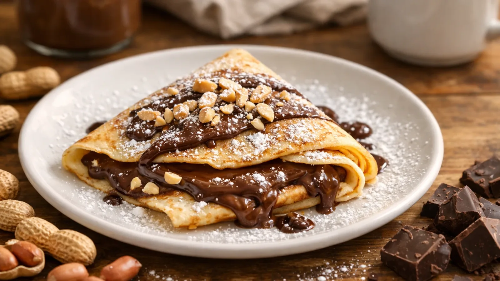 Фото блюда: Блин с шоколадом и арахисом: идеальное сочетание сладости и хруста