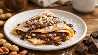 Фото рецепта: Блин с шоколадом и арахисом: идеальное сочетание сладости и хруста