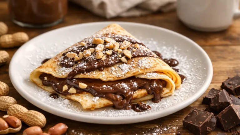 Фото рецепта: Блин с шоколадом и арахисом: идеальное сочетание сладости и хруста