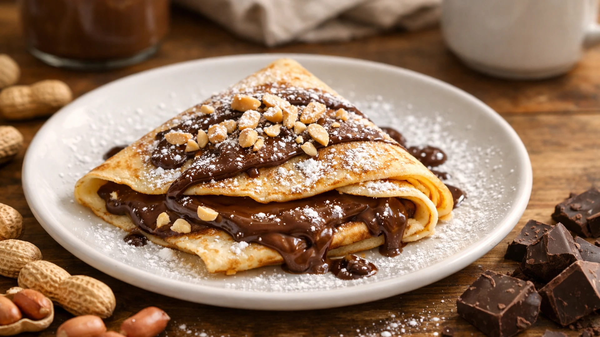 Фото блюда: Блин с шоколадом и арахисом: идеальное сочетание сладости и хруста