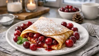 Фото рецепта: Блин «Зимняя вишня» сладкая нотка зимы в каждом укусе