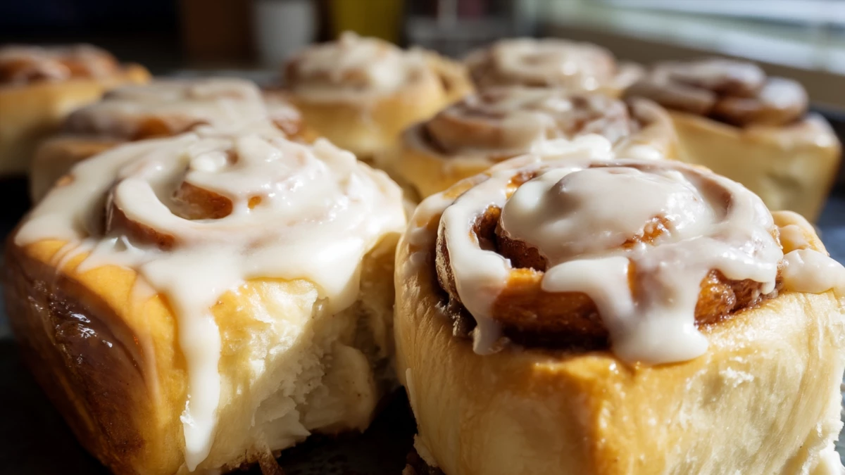 Фото блюда: Булочки с корицей под сливочной глазурью как в пекарне