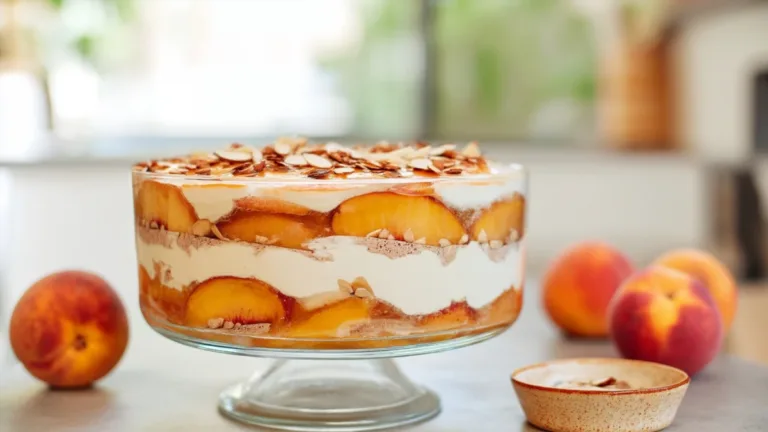 Фото блюда: Чиа пудинг с персиком и миндалем: нежный десерт слоями за 10 минут