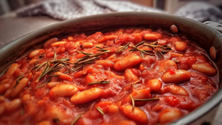 Фото блюда: Фасоль тушёная с розмарином в томатном соусе, густая и ароматная