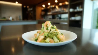 Фото рецепта: Фризе с авокадо и креветками – лёгкость и свежесть на тарелке