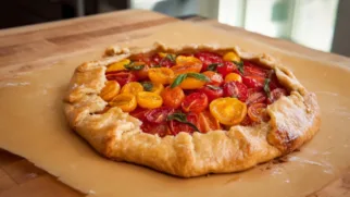 Фото рецепта: Галета с помидорами: хрустящее тесто и сладкие томаты за 1 час