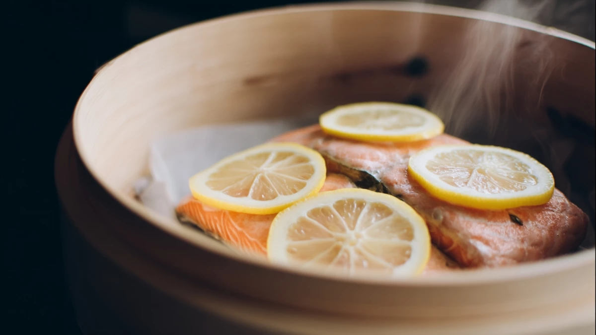 Фото блюда: Горбуша с лимоном на пару