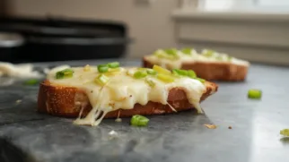 Фото рецепта: Горячие бутерброды с сыром и зеленым луком