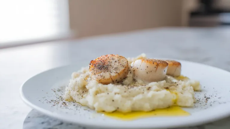 Фото рецепта: Гребешки с картофельным пюре и сливочным маслом как в ресторане