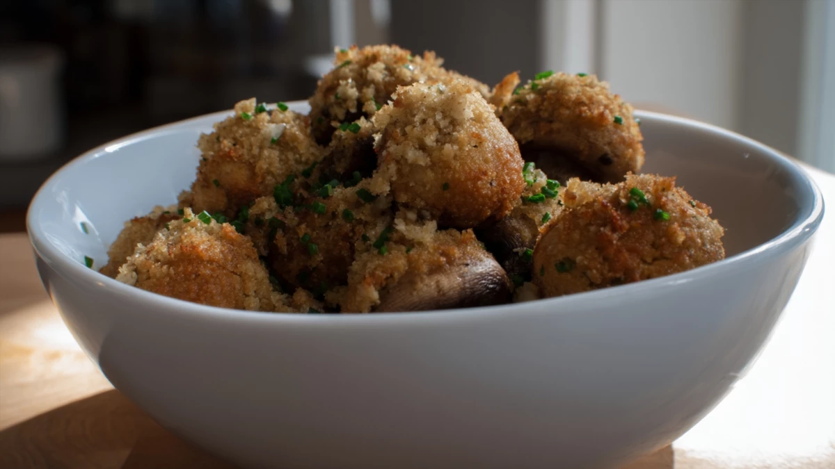 Фото блюда: Грибы в чесночной хлебной панировке как сделать хрустящую закуску за 25 минут