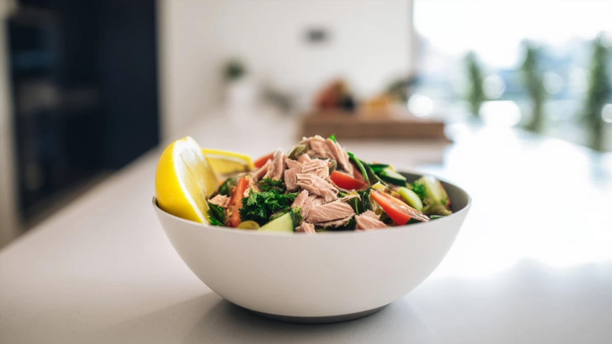 Фото блюда: Израильский салат с тунцом: свежий обед за 15 минут