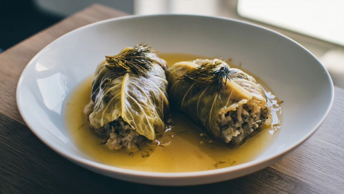 Фото блюда: Капуста долма по турецки в лимонном бульоне, нежная начинка и аромат зелени