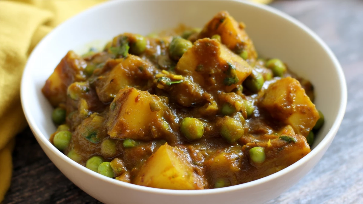 Фото блюда: Карри из картофеля и гороха – пикантное сочетание для уютного ужина