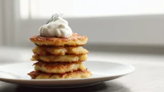 Фото рецепта: Хрустящие картофельные драники с сыром филадельфия на сковороде