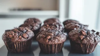 Фото рецепта: Восхитительные шоколадные кексы с двойной порцией шоколада