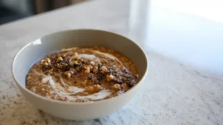 Фото рецепта: Кэробовая овсянка для уютного утра без сахара