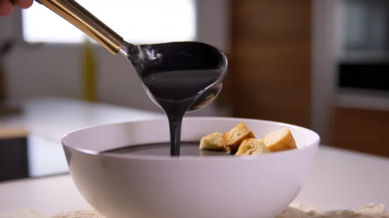 Фото блюда: Крем суп неро с чернилами каракатицы и чесночными крутонами как в ресторане