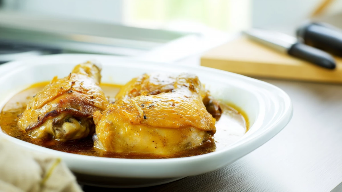 Фото блюда: Курица в яблочном соусе с пряностями и карамельной глазурью