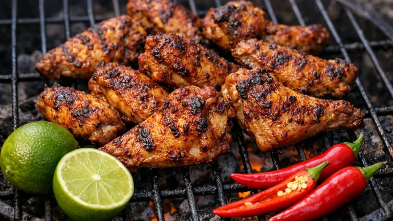 Куриные крылышки в чили лайм маринаде на мангале на решётке