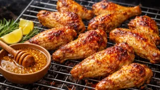 Фото рецепта: Горчично-медовый маринад для куриных крылышек на мангале
