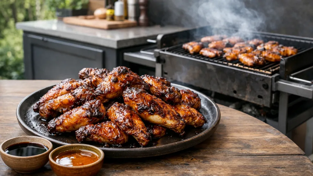 Куриные крылышки в медово-соевом маринаде на мангале