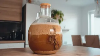 Фото рецепта: Квас на дубовой коре: терпкий домашний напиток с хлебным ароматом