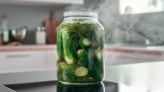 Фото рецепта: Быстрые маринованные огурцы в горячем уксусном рассоле: хруст за пару часов