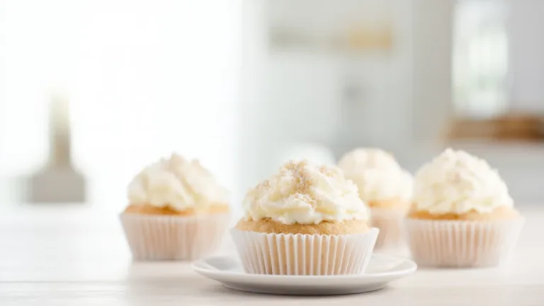 Фото блюда: Миндальные капкейки с нежным кремом и хрустящими лепестками