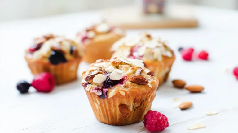 Фото блюда: Миндальные маффины с ягодами: рецепт с детальным описанием приготовления