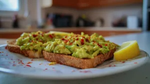 Фото блюда: Острые тосты с авокадо и табаско: быстрый завтрак с ярким вкусом