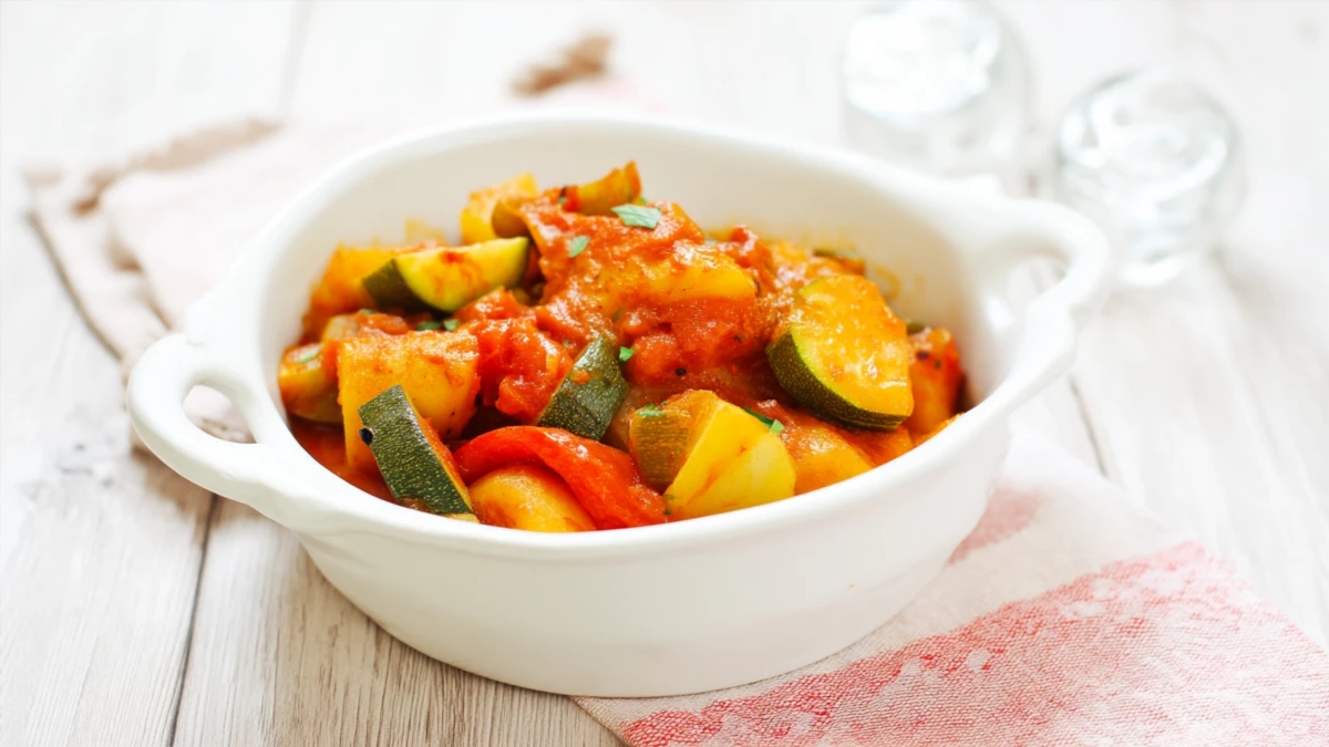 Фото блюда: Овощное рагу с томатной пастой: густое, ароматное и сытное