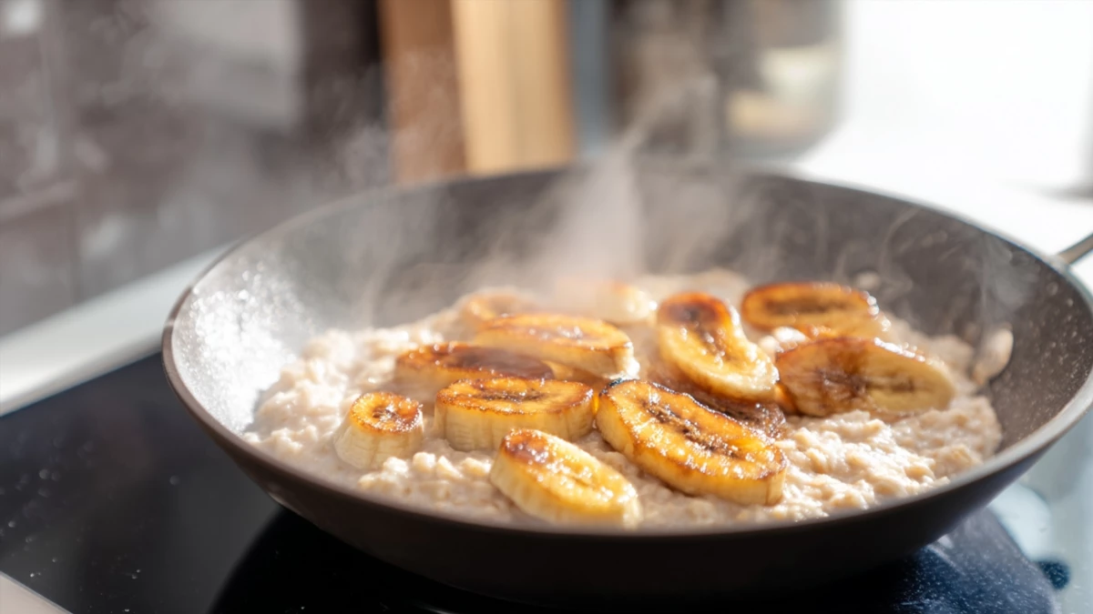 Фото блюда: Интересный рецепт овсянки с карамельными бананами