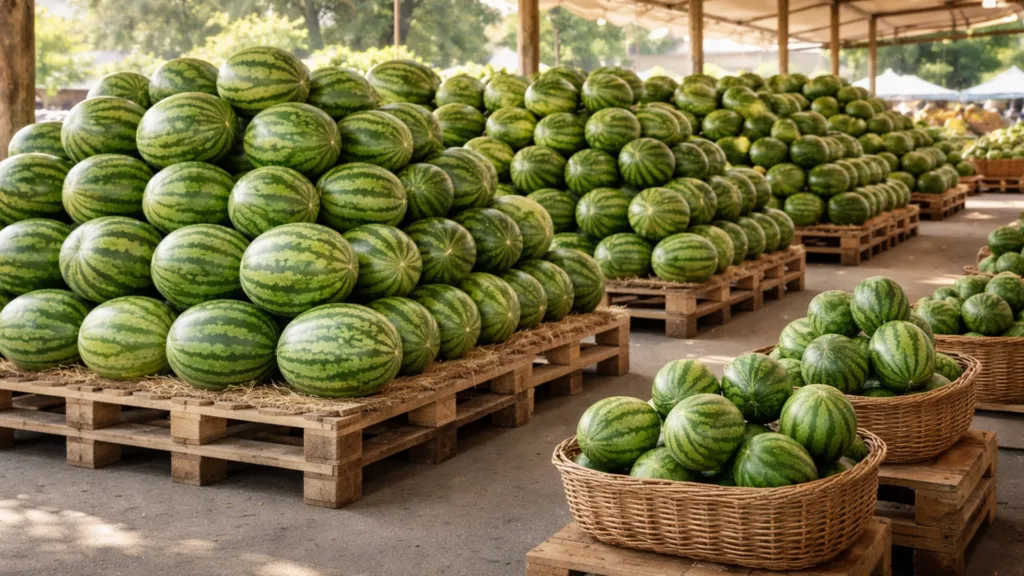 Покупка арбузов на рынке