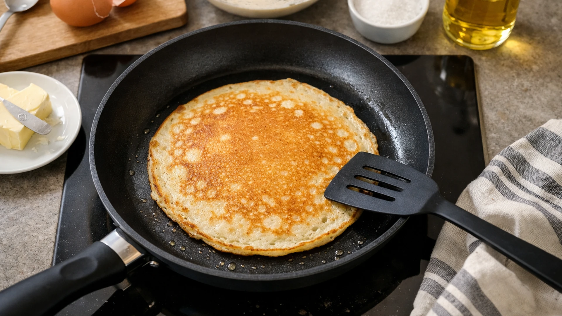 Жарка блина с бананами и шоколадом