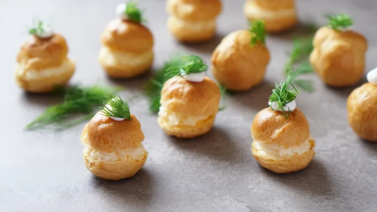 Фото рецепта: Профитроли с сырной начинкой для фуршета как сделать воздушные и не раскисающие