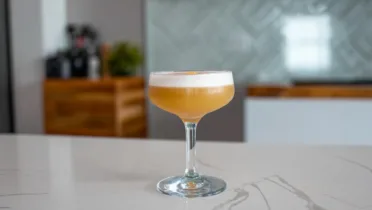 Фото рецепта Пряный персиковый сауэр с ангостурой и нежной пеной