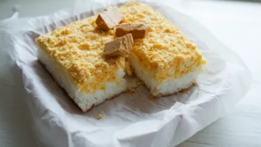 Фото блюда: Рисовая запеканка с нугой — нежный десерт с хрустящей корочкой