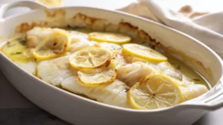 Фото рецепта: Нежная рыба в духовке с лимоном и ароматным маслом