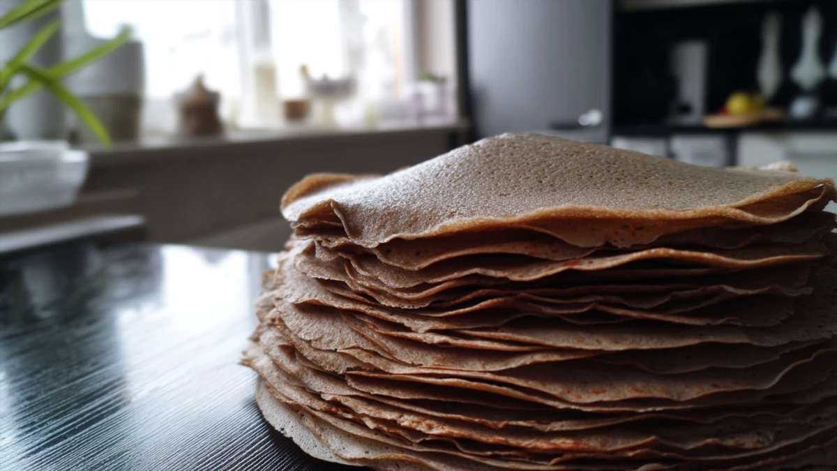 Фото блюда: Ржаные блины на кефире с золотистыми краями