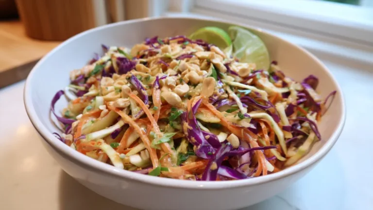Фото блюда: Салат с арахисовым соусом и пекинской капустой – яркий и вкусный