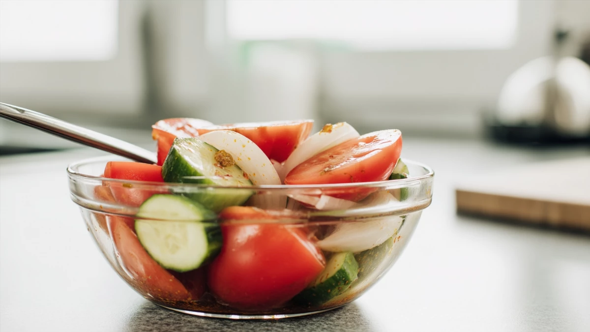 Фото блюда: Освежающий салат с хлопковым маслом и луком