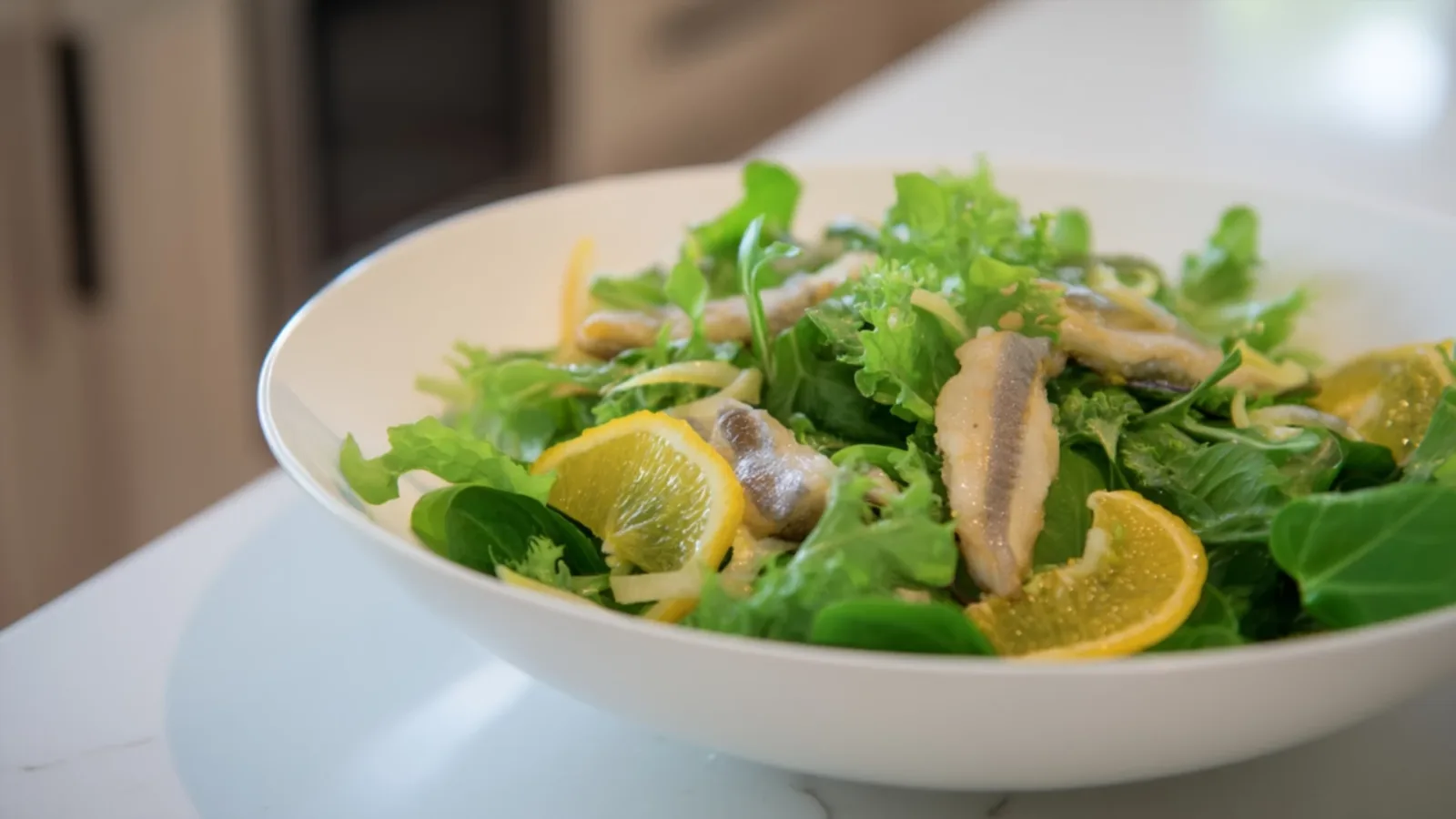 Фото блюда: Салат с морским языком и цитрусами с ярким вкусом