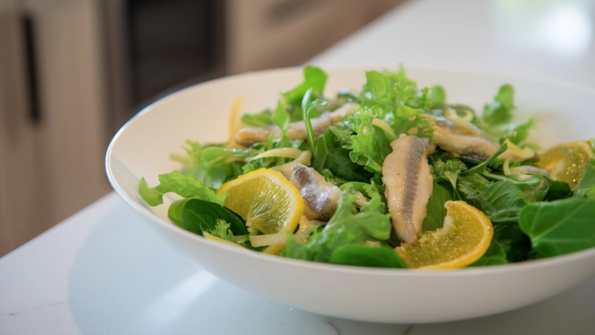 Фото блюда: Салат с морским языком и цитрусами с ярким вкусом